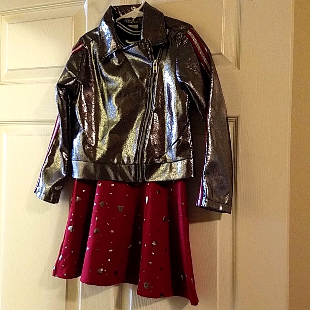 Girls size 6 maroon dress with light blazer